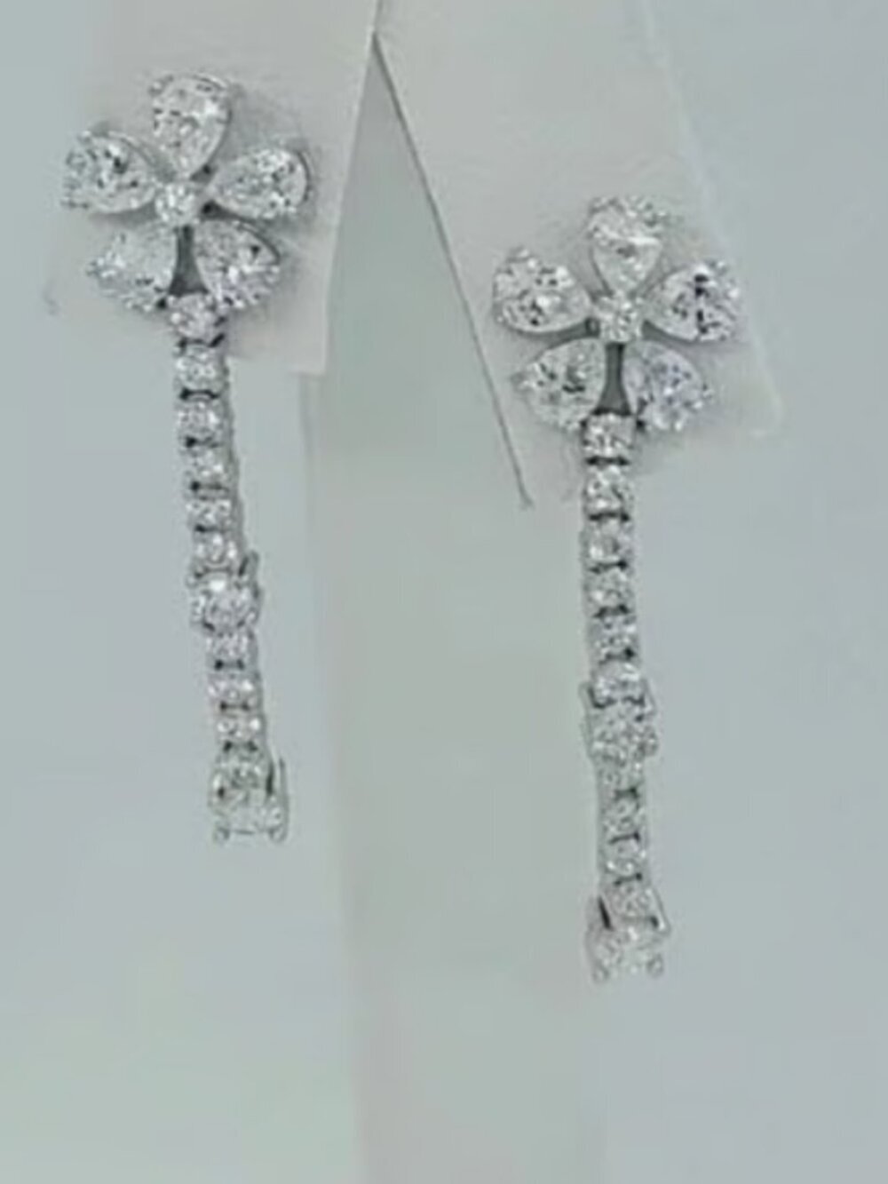 Sterling Silver 925 Flower Design Earrings with Cubic Zirconia Stones – Brand Ne